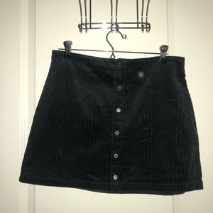 Kendall and Kylie Black Button Down Velvet Skirt